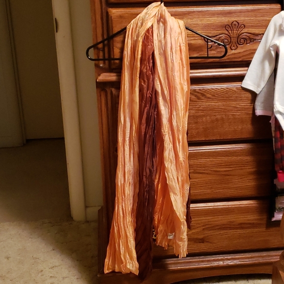 Final price - Silk orange and brown scarf - Picture 1 of 4